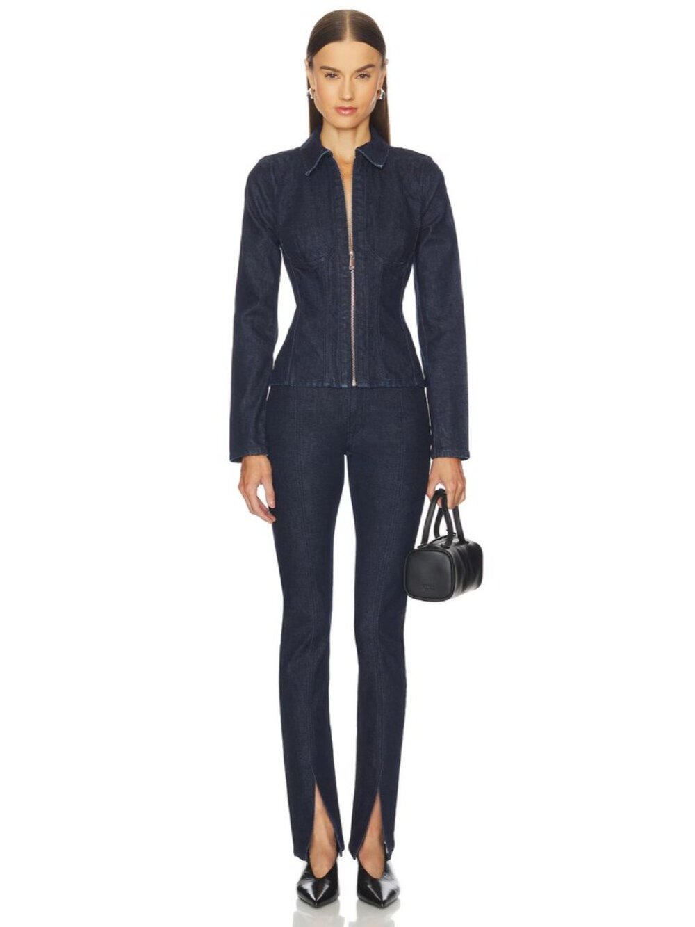 GRLFRND Danielle Bustier Jacket in Alvarado St Denim Blue
